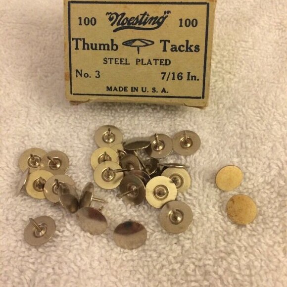 NOESTING No. 3 PLATED STEEL THUMB TACKS USA 7/16 inch - Picture 7 of 7